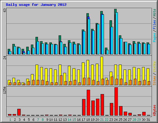 Daily usage for January 2012