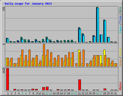Daily usage for January 2013