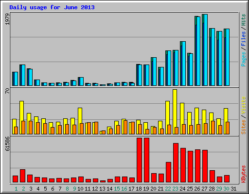 Daily usage for June 2013