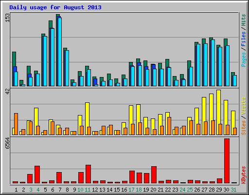 Daily usage for August 2013