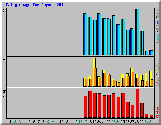 Daily usage for August 2014