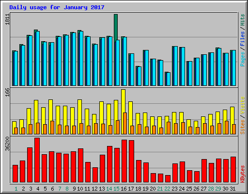 Daily usage for January 2017