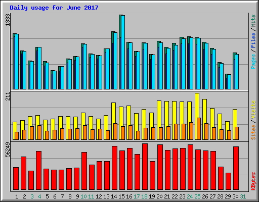 Daily usage for June 2017