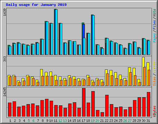Daily usage for January 2019
