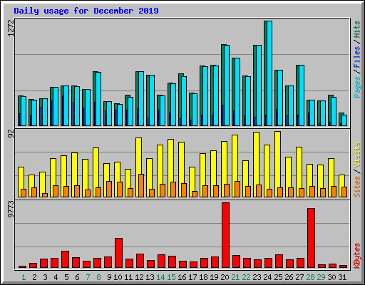 Daily usage for December 2019