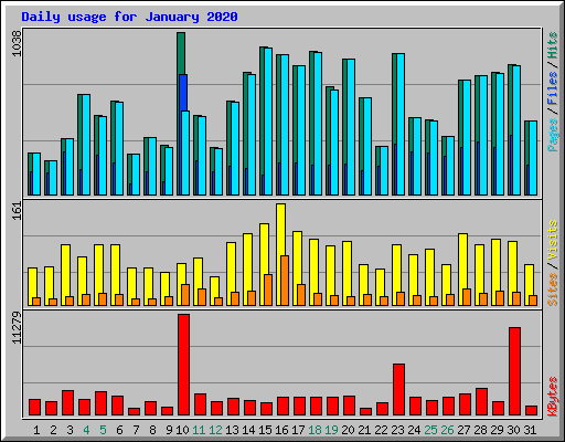 Daily usage for January 2020