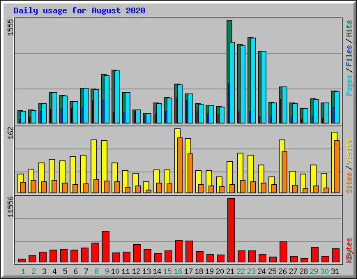 Daily usage for August 2020