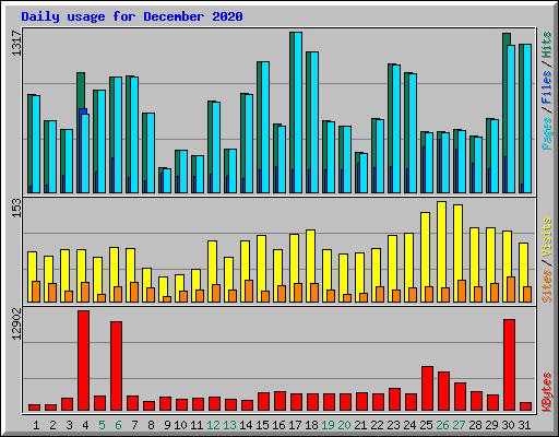Daily usage for December 2020
