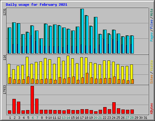 Daily usage for February 2021