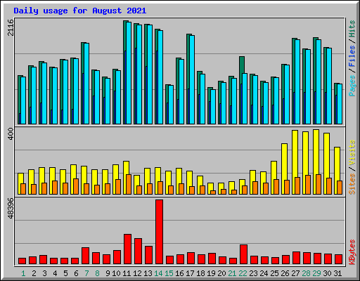Daily usage for August 2021