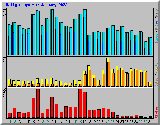 Daily usage for January 2022