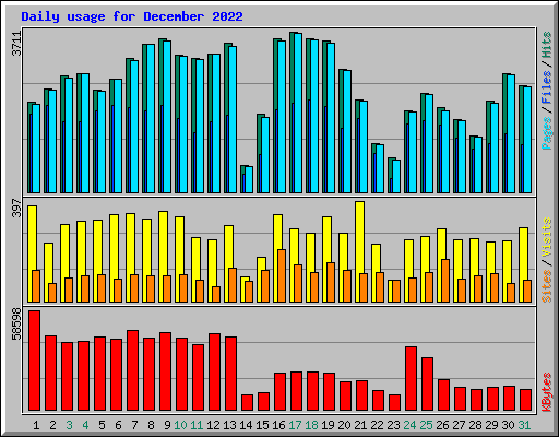 Daily usage for December 2022