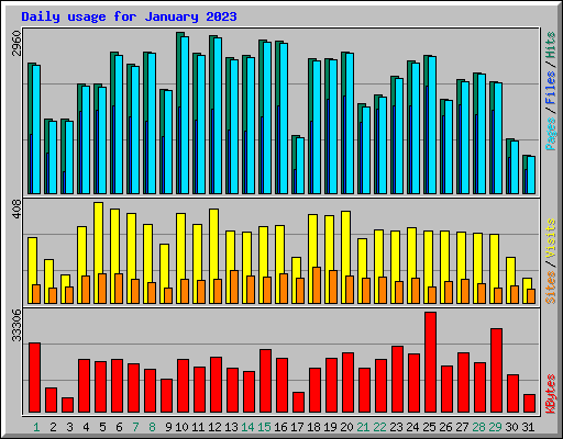 Daily usage for January 2023