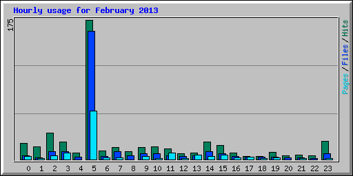 Hourly usage for February 2013