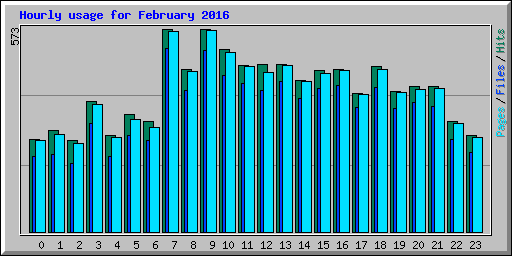 Hourly usage for February 2016